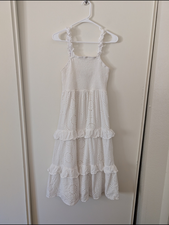 Aura Dresses & Skirts - AURA Womens Medium 100% Cotton White Smocked Eyelet Maxi Dress Cottagecore